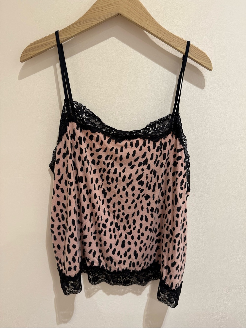 Victoria's Secret Pink and Black Leopard Lace-Trim Cami
